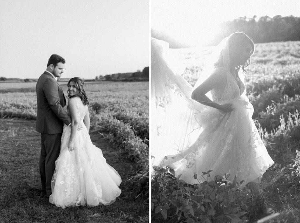 black and white wedding portraits, fall wedding photography