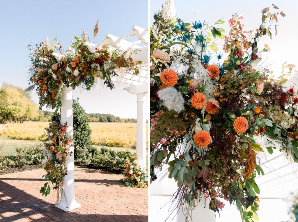ceremony arch fall florals